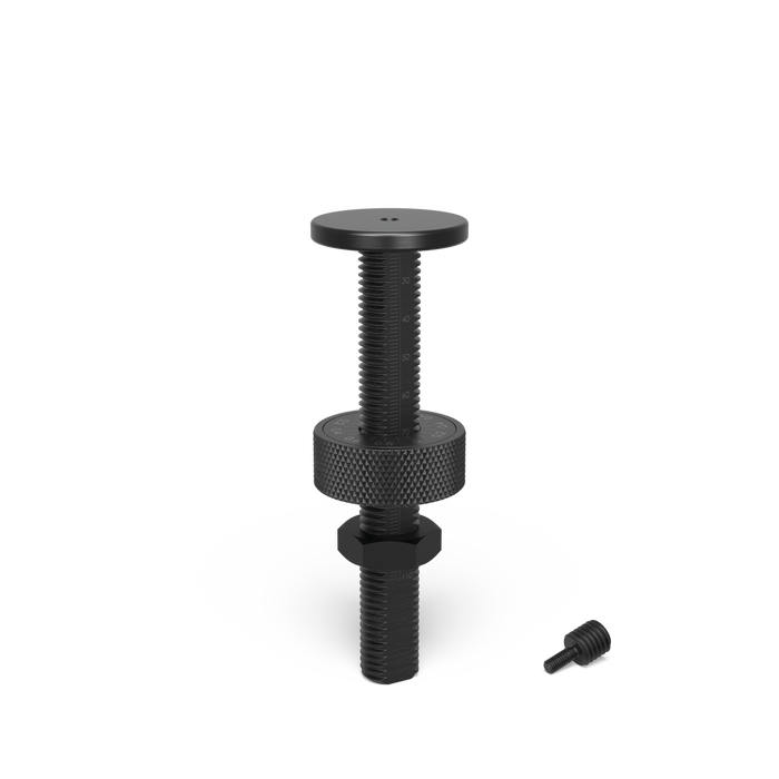 Support height adjustable with scale burnished