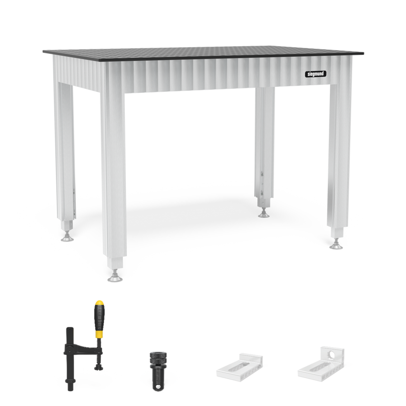 Siegmund Workbench height adjustable with steel plate 1200x800 incl. accessories