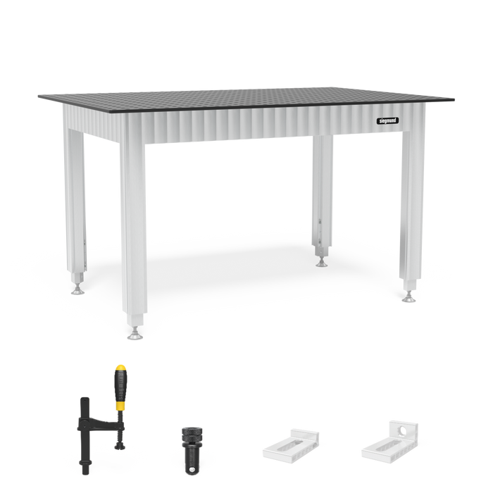 Siegmund Workbench height adjustable with steel plate 1500x1000 incl. accessories
